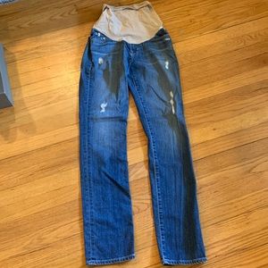 Big Star for A Pea in the Pod, distressed bootcut maternity jeans, size 26 R